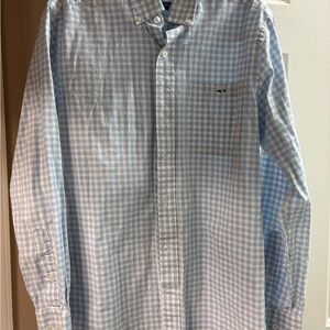 Men's Blue Gingham Button-Down Shirt